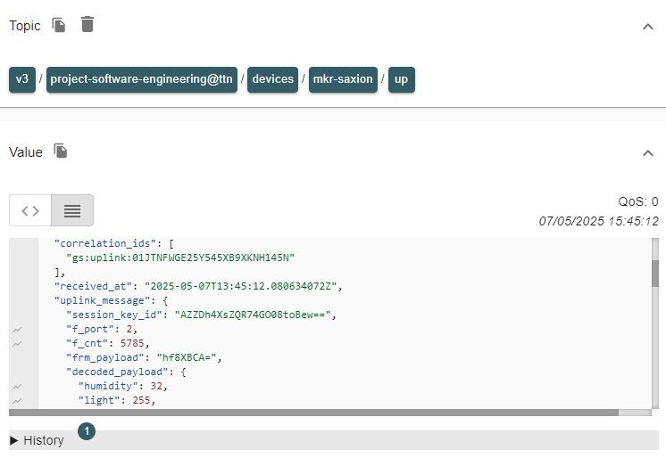 MQTT Explorer view